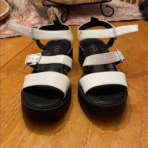 Sugar White and Black Platform Sandals